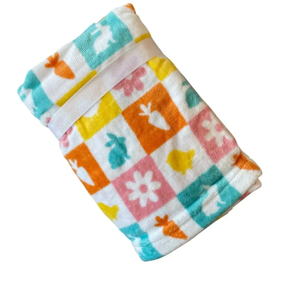 Set of 2 Casaba Easter Bath Hand Towels Multicolor Bunnies Carrots Chicks NEW